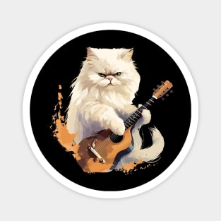 Persian Cat Playing Guitar Magnet